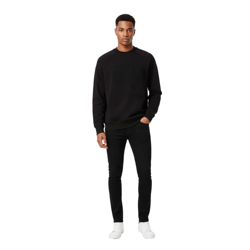 Versace Jeans Couture Black Cotton Mens Signature Statement Print Hoodie